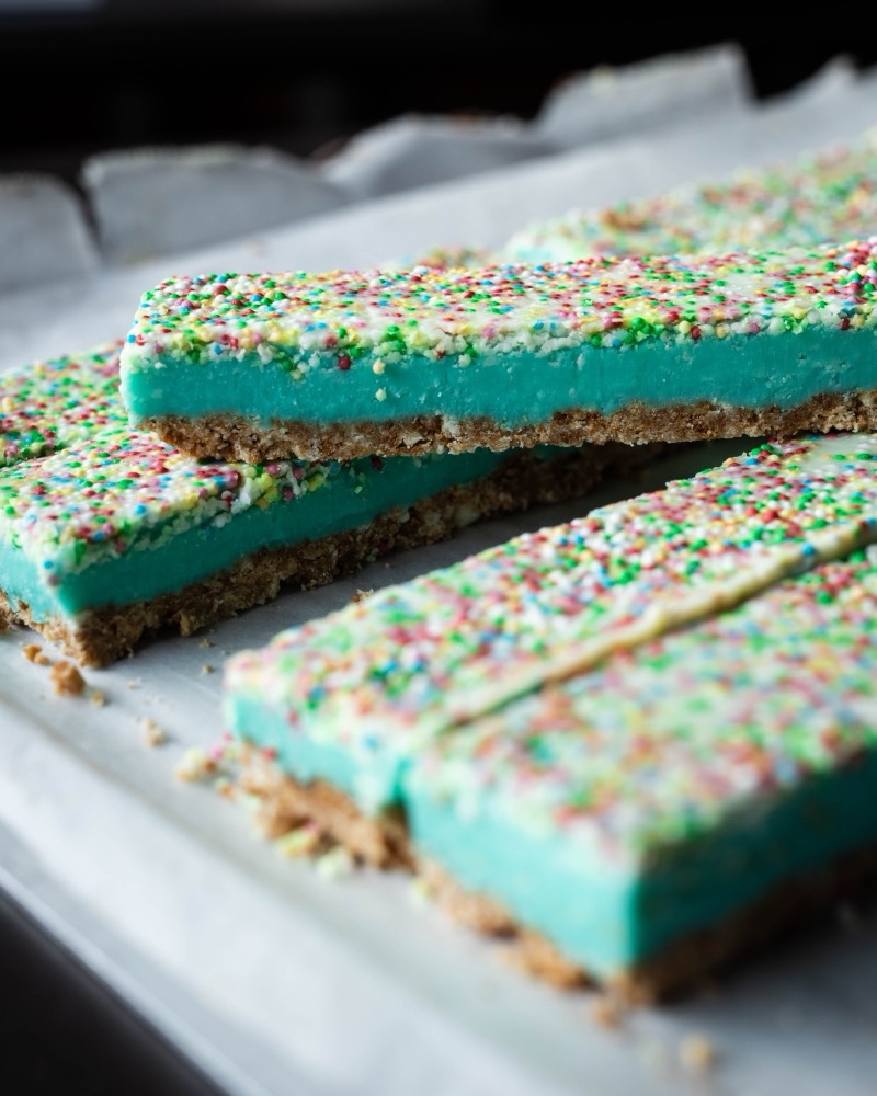 Reep met blauwe marmering en hagelslag